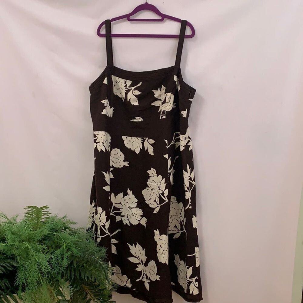 MONSOON FLORAL LINEN BLEND DRESS SIZE US 18
